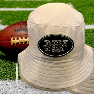New York NY Jets New Era Unisex S/M Wide Brim Drawstring Cord Bucket Hat NWT